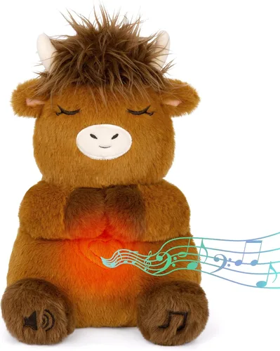 Vista 8 de Animal de peluche que respira – Juguete de peluche de gato negro, máquina de sonido relajante con movimiento de respiración realista y luces