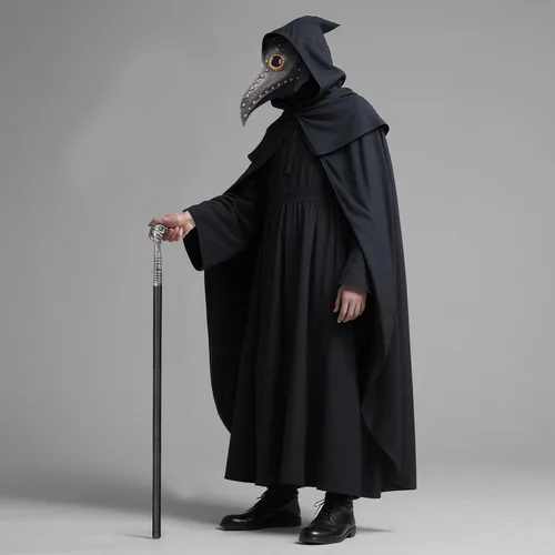 Vista 5 de Soporte de bastón de médico de la peste,Accesorios de disfraz de médico de la plaga,Bastón de cuervo de plástico,Fiesta de cosplay del personal