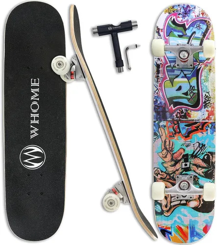 Vista 7 de WHOME Pro - Patineta completa para adultos, jóvenes y niños principiantes, de 31 pulgadas, doble patada, cóncava, 8 capas de arce duro alpino