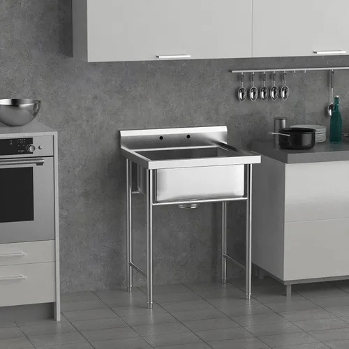 Vista 2 de VINGLI Fregaderos utilitarios independientes mejorados de 28" de acero inoxidable 304 para cuarto de lavandería con protector contra salpicaduras
