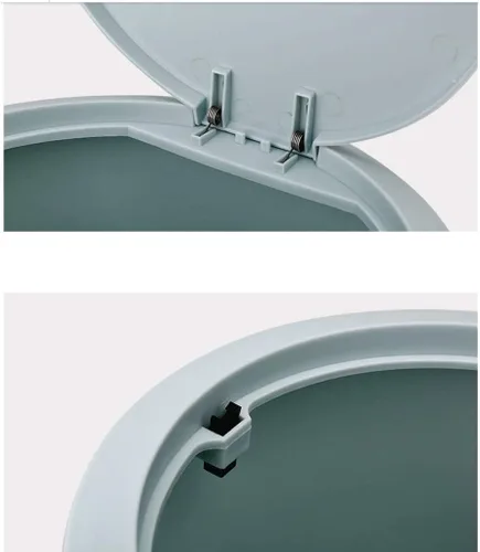 Vista 6 de Botes de basura de plástico con anillo de presión, con tapa/sin cubierta, para baño, (color : con cubierta azul) cesta