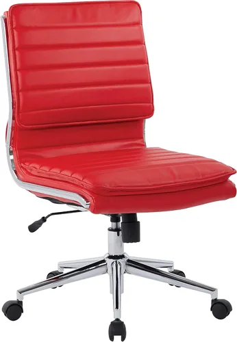 Vista 11 de Office Star SPX - Silla de invitados de piel sintética con respaldo medio con brazos de bucle y base cromada, color negro