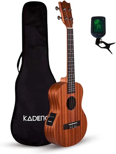 Vista 6 de Kadence UKBE03 Barítono Ukelele electroacústico de 30 pulgadas Madera de caoba Preamplificador de ecualizador de 2 bandas integrado Viene