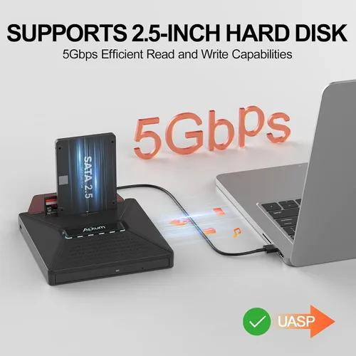 Vista 2 de Alxum Unidad externa de CD y DVD, quemador óptico del lector de discos con Sata negro
