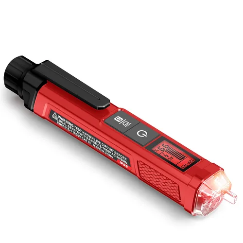 Vista 8 de KAIWEETS Probador de voltaje/probador de voltaje sin contacto con porcentaje de señal, CA de doble rango 12V/70V-1000V, probador de cable vivo/nulo