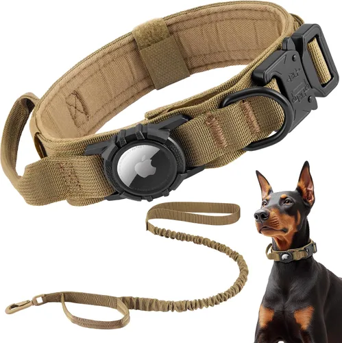 Vista 13 de Collar de perro Airtag mejorado impermeable, ajustable, nailon para entrenamiento con GPS Collar de perro con soporte AirTag, asa de control