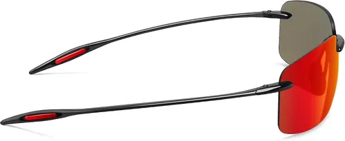 Vista 4 de JULI - Lentes de sol polarizados deportivos para hombres y mujeres, marco sin montura Tr90 para correr, pesca, golf, surf, conducción (rojo)