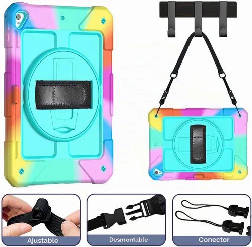 Vista 5 de LTROP Funda Protectora para iPad de 6ª/5ª Generación y iPad Air 2, Funda para iPad de 9.7 Pulgadas con Correa para el Hombro, Soporte