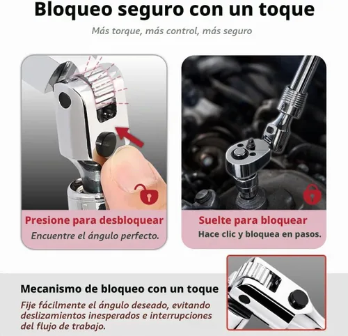 Vista 4 de FIRSTINFO F3222ND Taiwán - Llave de trinquete extensible flexible y con bloqueo de 1/2 pulgada reversible, agarre suave con acción de engranaje