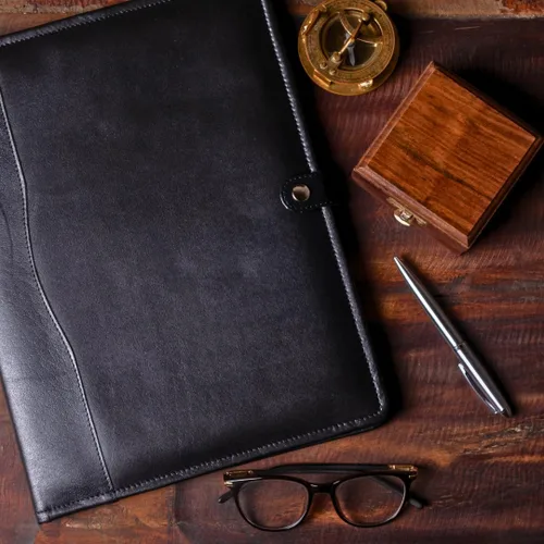 Vista 5 de Cartera de cuero - Organizador profesional de cartera, carpeta de currículum, portafolio de cuero para hombres y mujeres, cartera de negocios