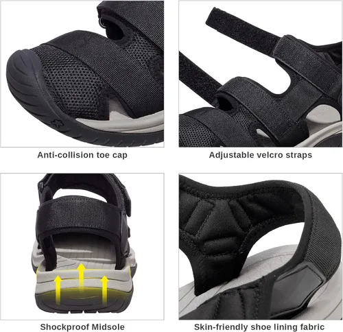 Vista 5 de GOLDEN CAMEL Sandalias de senderismo para hombre, impermeables, deportivas, puntera cerrada, sandalias de agua para exteriores, ligeras