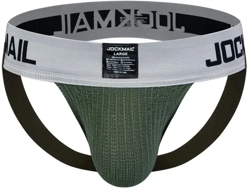 Vista 3 de JOCKMAIL Jockstrap Athletic Supporter Ropa interior Gimnasio Entrenamiento Correa Breve Hombres Tanga Verde militar