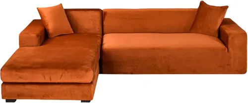 Vista 13 de Fundas de terciopelo para sofá modular, 2 fundas elásticas para sofá en forma de L, antideslizantes, suaves protectores de muebles para sofá Beige