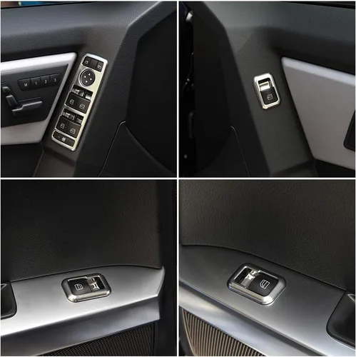 Vista 4 de Cubierta de botón de interruptor de elevación de ventana cromada ABS para Mercedes Benz SLK/GLK/G500/A/B/CLA/C W204/GLA/ML/E W212/GLE