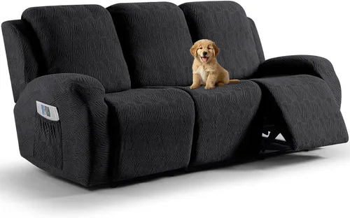 Vista 42 de VANSOFY Fundas para sillas reclinables, 4 piezas, elásticas, de tela jacquard, suave funda para silla reclinable, protector de muebles con parte
