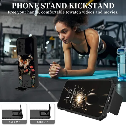 Vista 6 de Funda para Samsung Galaxy A53 5G con funda para cámara y soporte de soporte, resistente, a prueba de golpes, TPU funda protectora para Samsung Flor
