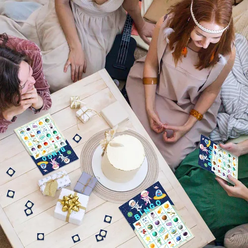 Vista 3 de Space Games Tarjetas de bingo, juego de bingo con tema cósmico, juego espacial para familiares y amigos, grandes actividades de grupo multijugador