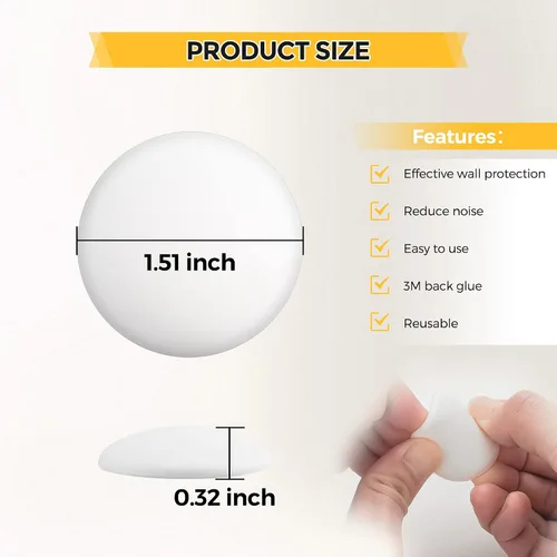 Vista 6 de Ravinte Hardware Tope de puerta protector de pared para paredes con adhesivo fuerte en la parte trasera, perilla de puerta, protector de pared