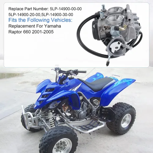 Vista 2 de Carburador con válvula de combustible Petcock Asamblea de 0.315 in de repuesto para Yamaha Raptor 660 660R YFM660 YFM 660R ATV Quad Carb 2001-2005