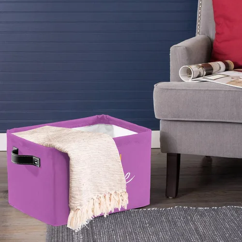 Vista 4 de Cesta de regalo personalizada con nombre, caja de juguetes de almacenamiento personalizada para niños, organizador de cubos de almacenamiento