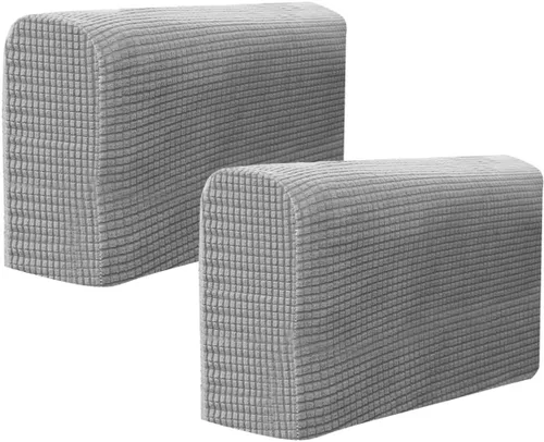 Vista 8 de VICASKY Juego de 2 fundas elásticas para reposabrazos de sofá, toallas para protección de sala de estar (gris claro)