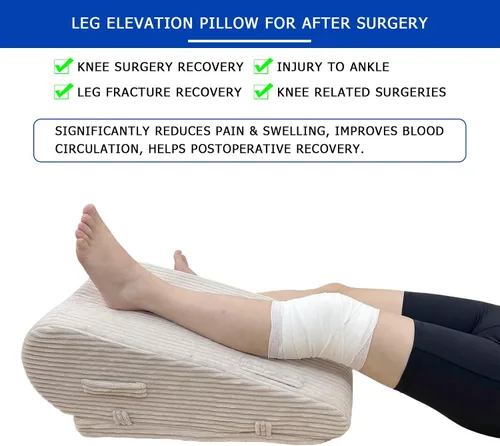 Vista 2 de Almohada de elevación de piernas para después de la cirugía, almohada de cuña de pierna de altura ajustable con espuma de grado médico y funda