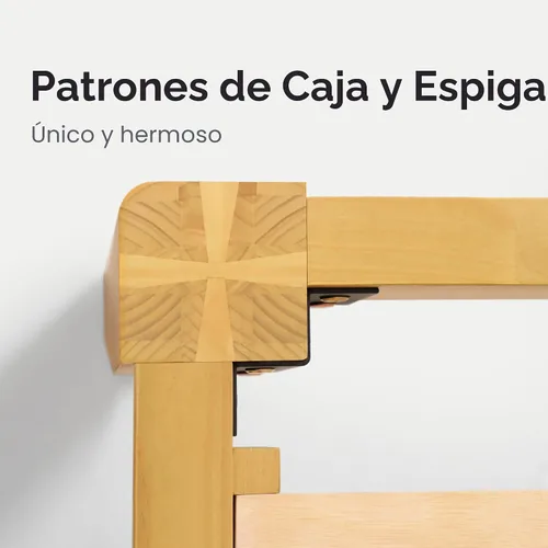 Vista 6 de Lifezone Marco de cama de plataforma de madera tamaño Queen, madera maciza de alta calidad, estructura resistente, patas de 3.78 pulgadas de grosor