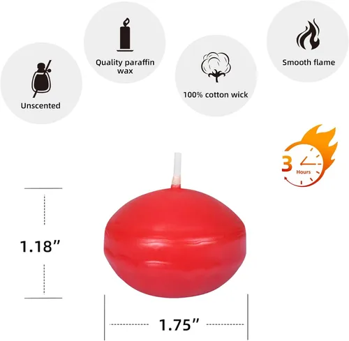 Vista 8 de Zest Candle Velas flotantes de 24 piezas, 1.75 pulgadas, rojo rubí