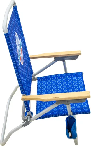 Vista 6 de Tommy Bahama 4-Position Easy in-Easy Out Folding Beach Chair 1 paquete azul.