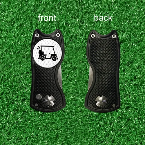 Vista 4 de Myartte Herramienta de reparación Divot de golf, herramienta plegable Divot, cuchilla de acero inoxidable con 2 piezas desmontables de marcador