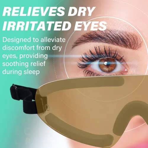 Vista 6 de Kingdder Escudo de ojos marrón para dormir gafas protectoras con correa ajustable y acolchado suave, sensibilidad de los ojos a la luz, bolsa