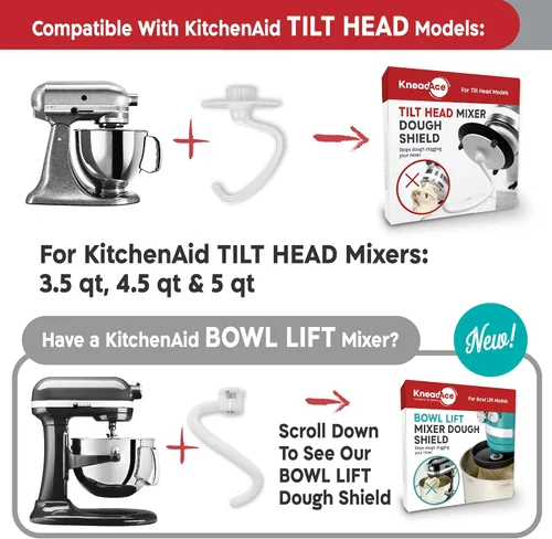 Vista 3 de KneadAce Protector de gancho para masa para ayuda de cocina, evita que tu masa suba y obstruya tu batidora. Accesorio mezclador sin desorden