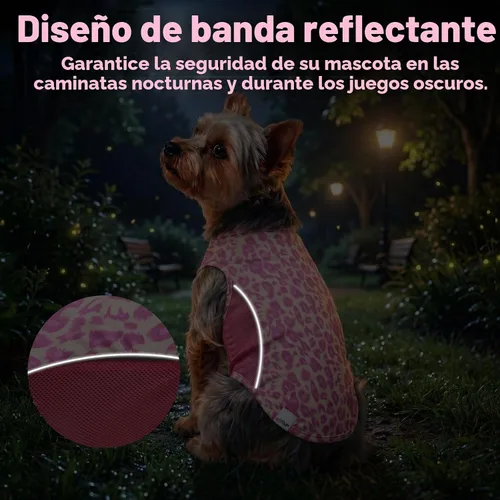 Vista 7 de Camiseta para perro con protección solar UPF 50+, paquete de 2 chalecos ligeros sin mangas para perros pequeños y niñas, tiras reflectantes, ropa