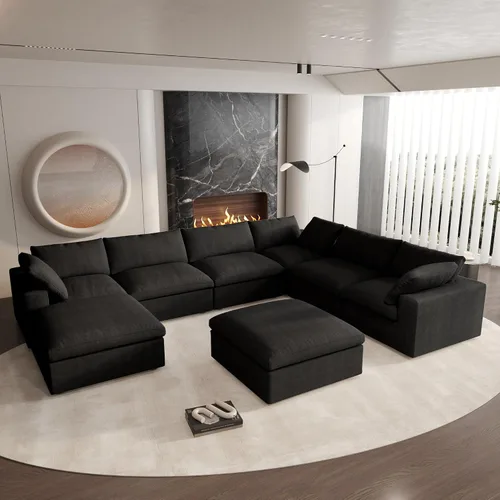 Vista 42 de Cloud - Sofá modular convertible de 80.3 pulgadas en forma de L para sala de estar con otomana de almacenamiento, sofás profundos minimalistas