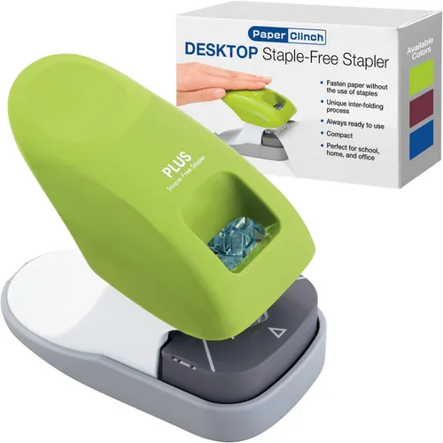 Vista 13 de Plus Paper Clinch - Engrapadora compacta sin grapas, color azul turquesa