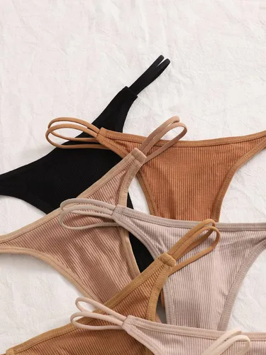 Vista 2 de Verdusa Conjunto de 7 tangas de punto acanalado para mujer