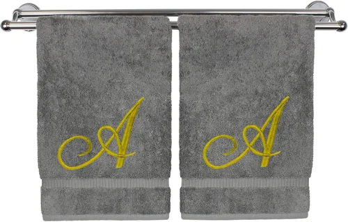 Vista 225 de Toalla de mano con monograma, regalo personalizado, 16 x 30 pulgadas, extra absorbente, 100% algodón turco, acabado de rizo suave, para baño, cocina