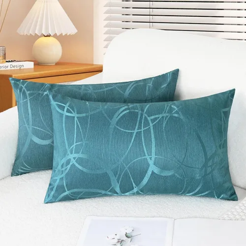 Vista 24 de CaliTime Fundas de Almohadas Decorativas Paquete de 2 Modernas Brillantes y Opacas Contraste Círculos Anillos de Acento Geométrico Fundas de Cojines