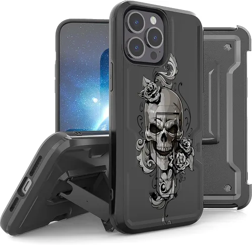 Vista 10 de Compatible con Apple iPhone 13 Pro Max Armor Kombo Kickstand Funda con clip para cinturón, híbrida, resistente, resistente, a prueba de golpes