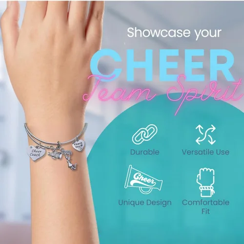 Vista 2 de Infinity Collection - Pulsera de animación - Pulsera ajustable con dijes - Joyería de alegría - Regalo para animadoras y entrenadores de animadoras