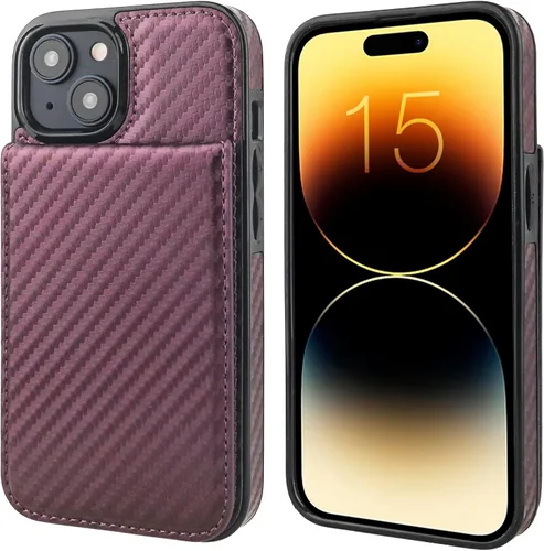 Vista 9 de KIHUWEY - Funda tipo cartera compatible con iPhone 15 con soporte para tarjetas de crédito, cierre magnético, soporte de cuero premium, cubierta