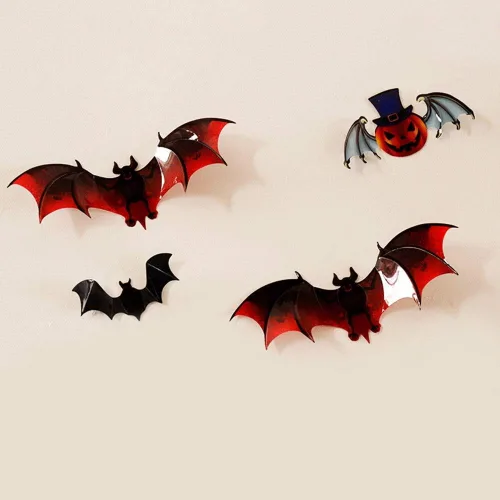 Vista 2 de 12 calcomanías de pared extraíbles para decoración mural 3D, calcomanías de murciélago para ventana de Halloween, vinilo decorativo para decoración