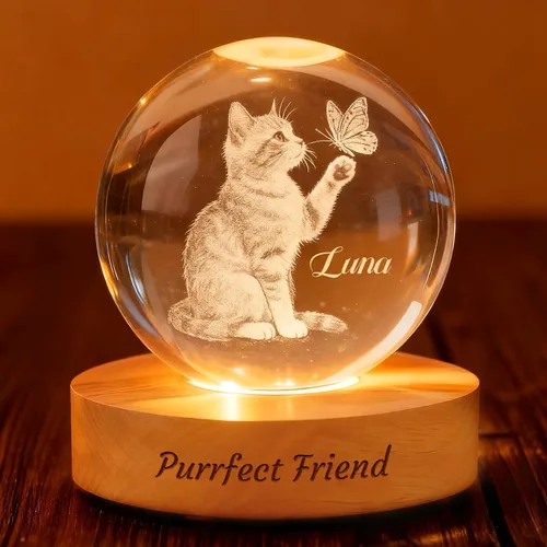 Vista 8 de Lámpara de bola de fotos de cristal 3D personalizada, regalo conmemorativo personalizado para recuerdo de Navidad, globo de cristal grabado