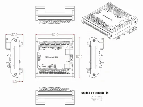 Vista 6 de Electronics-Salon módulo adaptador de terminal de tornillos en bloque, para montaje en riel DIN, para Arduino UNO-2560 R3.