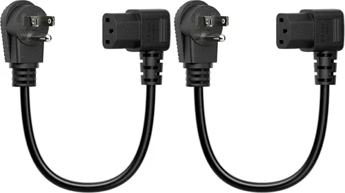 Vista 8 de Cable de alimentación en ángulo recto Nema 5-15P a IEC 320 C13, cable de alimentación de CA macho de 3 clavijas a hembra IEC de ángulo recto de 1 pie