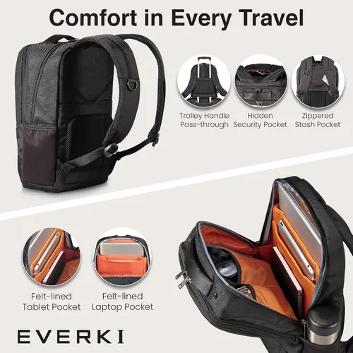 Vista 4 de EVERKI Studio Slim Business Professional - Mochila para laptop MacBook Pro 15 de 14.1 pulgadas, ligera, para hombres o mujeres (EKP118), color negro