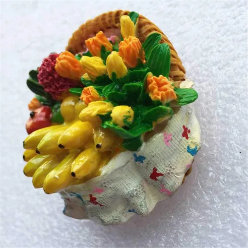 Vista 3 de Cesta de frutas 3D imán de nevera decoración del hogar y cocina resina fruta refrigerador imán