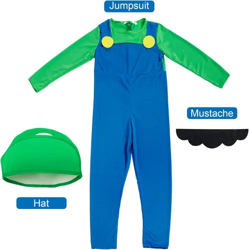 Vista 2 de Koveinc Super Costume Brothers Cosplay para niños Cosplay con accesorios