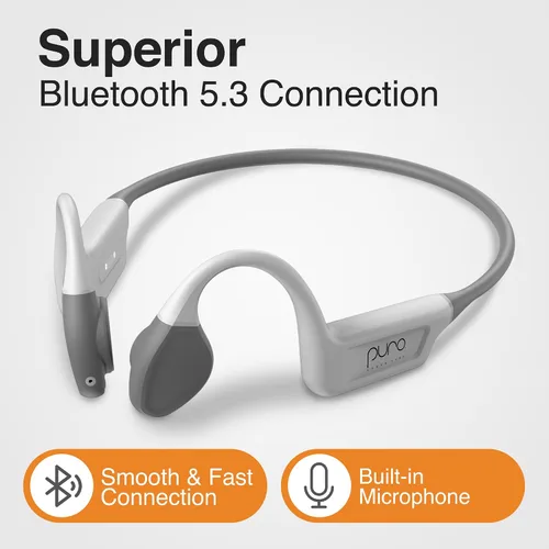 Vista 6 de Puro Sound Labs - Auriculares para niños, límite de volumen 85dB, PuroFree, gris Bone Conduction Headphones – Bluetooth 5.3 with Built-in Mic