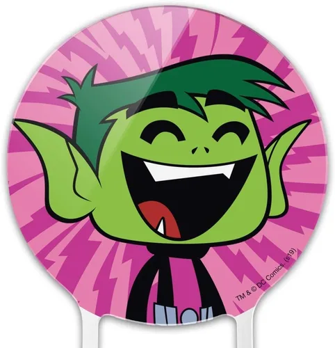 Vista 3 de Decoración acrílica para tartas de Teen Titans Go! Beast Boy para decoración de fiesta para boda, aniversario, cumpleaños, graduación